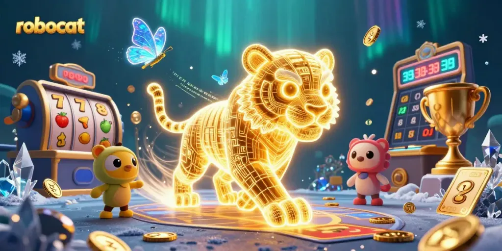 Play slots at Robocat Casino with vibrant energy and dynamic game elements.